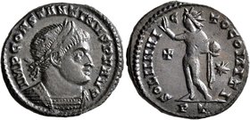 Constantine I, 307/310-337. Follis (Bronze, 19 mm, 3.13 g, 11 h), Ticinum, 316. IMP CONSTANTINVS P F AVG Laureate and cuirassed bust of Constantine I ...