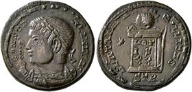 Constantine I, 307/310-337. Follis (Bronze, 19 mm, 3.12 g, 7 h), a contemporary imitation of an issue from Treveri, after 321. CONSTAN-TINVS AG Laurea...