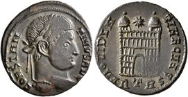 Constantine I, 307/310-337. Follis (Bronze, 18 mm, 2.52 g, 7 h), a contemporary imitation of an issue from Treveri, after 324. CONSTAN-TINVS AVG Laure...