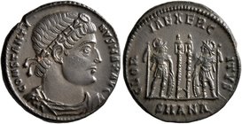 Constantine I, 307/310-337. Follis (Bronze, 17 mm, 2.54 g, 11 h), Antiochia, 335. CONSTANTI-NVS MAX AVG Rosette-diademed, draped and cuirassed bust of...