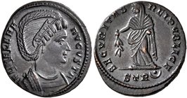 Helena, Augusta, 324-328/30. Follis (Bronze, 18 mm, 3.13 g, 6 h), Treveri, 326. FL HELENA AVGVSTA Diademed and draped bust of Helena to right. Rev. SE...