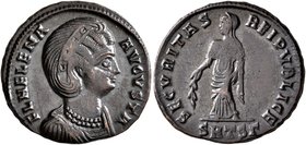 Helena, Augusta, 324-328/30. Follis (Bronze, 19 mm, 3.11 g, 1 h), Thessalonica, 326-328. FL HELENA AVGVSTA Diademed and draped bust of Helena to right...