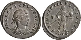 Crispus, Caesar, 316-326. Follis (Bronze, 21 mm, 3.29 g, 7 h), Treveri, 317. FL CL CRISPVS NOB CAES Laureate, draped and cuirassed bust of Crispus to ...