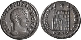 Crispus, Caesar, 316-326. Follis (Bronze, 19 mm, 2.66 g, 7 h), a contemporary imitation of an issue from Treveri (hybrid), after 326. FL IVL CRISPVS N...