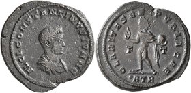 Constantine II, as Caesar, 316-337. Follis (Bronze, 22 mm, 5.43 g, 7 h), Treveri, 317-318. FL CL CONSTANTINVS IVN N C Bare-headed, draped and cuirasse...