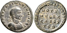 Constantine II, as Caesar, 316-337. Follis (Bronze, 19 mm, 3.00 g, 12 h), Thessalonica, 318-319. CONSTANTINVS IVN NOB C Laureate, draped and cuirassed...