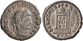 Constantine II, as Caesar, 316-337. Follis (Bronze, 19 mm, 3.37 g, 6 h), a contemporary imitation of an issue from Treveri, after 323. CONSTANTINVS VI...