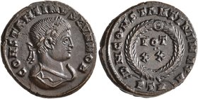 Constantine II, as Caesar, 316-337. Follis (Bronze, 17 mm, 2.90 g, 5 h), a contemporary imitation of an issue from Treveri, after 323. CONSTANTINVS IV...