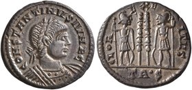 Constantine II, as Caesar, 316-337. Follis (Bronze, 15 mm, 1.71 g, 12 h), a contemporary imitation of an issue from Treveri, after 332. CONSTANTINVS I...