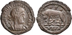 Constantine II, as Caesar, 316-337. Follis (Bronze, 17 mm, 2.86 g, 12 h), a contemporary imitation of an issue from Treveri, after 332. Laureate and c...
