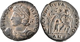 Constans, 337-350. Follis (Bronze, 20 mm, 4.00 g, 5 h), Antiochia, 348-350. D N CONSTA-NS P F AVG Pearl-diademed, draped and cuirassed bust of Constan...
