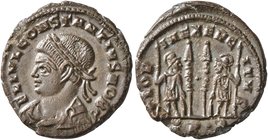 Constantius II, as Caesar, 324-337. Follis (Bronze, 16 mm, 1.93 g, 7 h), a contemporary imitation of an issue from Treveri, after 332-333. FL IVL CONS...