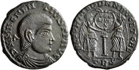 Magnentius, 350-353. Follis (Bronze, 18 mm, 2.79 g, 7 h), a contemporary imitation of an issue from Treveri, after late 351. D N MAGNEN-TIVS P F AVG B...