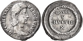 Constantius Gallus, Caesar, 351-354. Siliqua (Silver, 21 mm, 3.23 g, 11 h), Thessalonica. D N CONSTAN-TIVS NOB CAES Bare head of Constantius Gallus to...