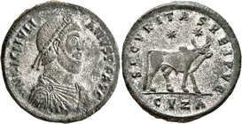 Julian II, 360-363. Follis (Silvered bronze, 29 mm, 8.00 g, 7 h), Cyzicus, 361-363. D N FL CL IVLI-ANVS P F AVG Pearl-diademed, draped and cuirassed b...