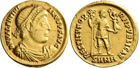 Valentinian I, 364-375. Solidus (Gold, 20 mm, 4.42 g, 7 h), Nicomedia, 364-367. D N VALENTINI-ANVS P F AVG Pearl-diademed, draped and cuirassed bust o...
