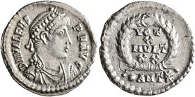 Valens, 364-378. Siliqua (Silver, 18 mm, 1.81 g, 11 h), Antiochia, 367-375. D N VALENS P F AVG Pearl-diademed, draped and cuirassed bust of Valens to ...