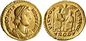 Gratian, 367-383. Solidus (Gold, 21 mm, 4.45 g, 7 h), Treveri, 376-377. D N GRATIA-NVS P F AVG Pearl-diademed, draped and cuirassed bust of Gratian to...