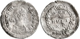 Arcadius, 383-408. Siliqua (Silver, 18 mm, 1.99 g, 12 h), Constantinopolis, 15 May 392-17 January 395. D N ARCADI-VS P F AVG Pearl-diademed, draped an...
