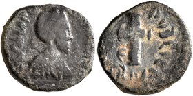 Galla Placidia, Augusta, 421-450. Nummus (Bronze, 13 mm, 1.21 g, 1 h), Rome, circa 425-435. [DN] GALLA PL[ACIDIA PF AVG] Diademed and draped bust of G...