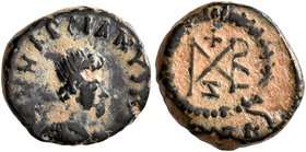 Marcian, 450-457. Nummus (Bronze, 10 mm, 0.90 g, 11 h), Antiochia (?). D N MARCIANVS P F AVG Pearl-diademed, draped and cuirassed bust of Marcian to r...