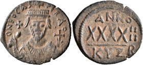 Phocas, 602-610. Follis (Bronze, 25 mm, 5.07 g, 6 h), Cyzicus, RY 4 = 605/6. δ N FOCAS PERP Ao Crowned bust of Phocas facing, wearing consular robes, ...