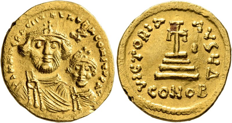 Heraclius, with Heraclius Constantine, 610-641. Solidus (Gold, 20 mm, 4.51 g, 6 ...