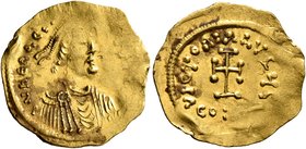 Heraclius, 610-641. Tremissis (Gold, 17 mm, 1.45 g, 7 h), Constantinopolis, circa 613-641. δ N hЄRACLI[ЧS T P P AV] Diademed, draped and cuirassed bus...