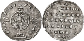 John I Zimisces, 969-976. Miliaresion (Silver, 21 mm, 1.41 g, 6 h), Constantinopolis. +IҺSЧS XRISTЧS ҺICA✷ Cross crosslet set upon globe above two ste...