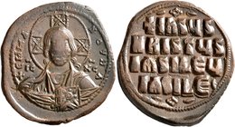 Anonymous Folles, time of Basil II & Constantine VIII, circa 976-1025. Follis (Bronze, 32 mm, 11.62 g, 6 h), Class A2, Constantinopolis. +ЄMMANOЧHΛ Ni...