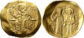 John III Ducas (Vatatzes), emperor of Nicaea, 1222-1254. Hyperpyron (Electrum, 26 mm, 4.11 g, 6 h), Magnesia. Christ, nimbate, seated facing on throne...