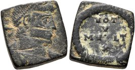 Byzantine Weights, Circa 5th-7th centuries. Weight of 1 Nomisma (Bronze, 13x13 mm, 4.33 g, 6 h), a square coin weight for a solidus made from a 4th ce...