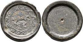 Byzantine Weights, Circa 5th-7th centuries. Weight of 1 Ounkia (Bronze, 25 mm, 26.26 g), a discoid commercial weight with raised rims and double-grove...