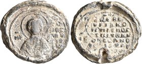 Kyriakos, patrikios and praipositos epi tou koitonos..., 11th century. Seal (Lead, 34 mm, 31.00 g, 12 h). MHP -[ΘV] Nimbate Theotokos “Nikopoios”, hol...