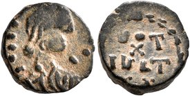 VANDALS. Pseudo-Imperial coinage, circa 440-490. Nummus (Bronze, 10 mm, 1.00 g, 2 h), uncertain mint in North Africa. Laureate, draped and cuirassed i...