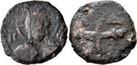 CRUSADERS. Edessa. Baldwin I (?), 1098-1100. Follis (Bronze, 25 mm, 7.66 g, 1 h). Nimbate and draped bust of Christ facing, with two pellets on the cr...
