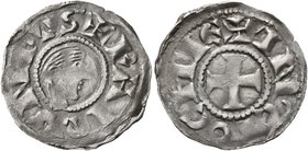 CRUSADERS. Antioch. Raymond of Poitiers, 1136-1149. Denier (Silver, 18 mm, 0.78 g, 9 h). +RAIMVNDVS Bare male head with short hair to right. Rev. +ANT...