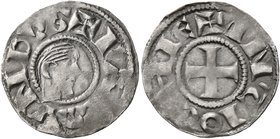 CRUSADERS. Antioch. Raymond of Poitiers, 1136-1149. Denier (Silver, 18 mm, 0.99 g, 12 h). +RAIMVNDVS Bare male head with short hair to right. Rev. +AN...