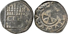 CRUSADERS. Lusignan Kingdom of Cyprus. Henry I, 1218-1253. Fractional Denier (Bronze, 21 mm, 1.76 g, 7 h). +hЄnRICVS Cross. Rev. Triple-towered gatewa...