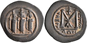 ISLAMIC, Umayyad Caliphate. temp. Mu'awiya I ibn Abi Sufyan, AH 41-60 / AD 661-680. Fals (Bronze, 26 mm, 4.42 g, 11 h), Arab-Byzantine type, Tabariya ...
