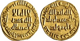 ISLAMIC, Umayyad Caliphate. temp. al-Walid I ibn 'Abd al-Malik, AH 86-96 / AD 705-715. Dinar (Gold, 19 mm, 4.29 g, 7 h), no mint name, AH 87 = AD 705/...