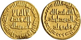 ISLAMIC, Umayyad Caliphate. temp. al-Walid I ibn 'Abd al-Malik, AH 86-96 / AD 705-715. Dinar (Gold, 20 mm, 4.25 g, 6 h), no mint name, AH 87 = AD 705/...