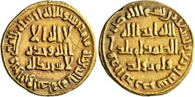 ISLAMIC, Umayyad Caliphate. temp. al-Walid I ibn 'Abd al-Malik, AH 86-96 / AD 705-715. Dinar (Gold, 20 mm, 4.24 g, 6 h), no mint name, AH 94 = AD 712/...