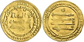 ISLAMIC, 'Abbasid Caliphate. Al-Muqtadir, second reign, AH 296-317 / AD 908-929. Dinar (Gold, 24 mm, 4.21 g, 11 h), citing the caliph al-Muqtadir, Mis...