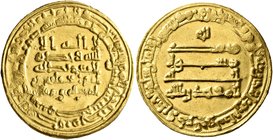 ISLAMIC, 'Abbasid Caliphate. Al-Muqtadir, second reign, AH 296-317 / AD 908-929. Dinar (Gold, 22 mm, 4.09 g, 2 h), citing the caliph al-Muqtadir and t...