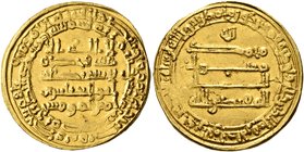 ISLAMIC, 'Abbasid Caliphate. Al-Muqtadir, second reign, AH 296-317 / AD 908-929. Dinar (Gold, 23 mm, 4.17 g, 11 h), citing the caliph al-Muqtadir and ...
