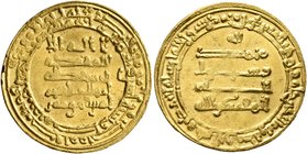 ISLAMIC, 'Abbasid Caliphate. Al-Muqtadir, second reign, AH 296-317 / AD 908-929. Dinar (Gold, 22 mm, 4.25 g, 7 h), citing the caliph al-Muqtadir and t...