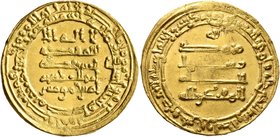 ISLAMIC, 'Abbasid Caliphate. Al-Muqtadir, second reign, AH 296-317 / AD 908-929. Dinar (Gold, 22 mm, 4.11 g, 6 h), citing the caliph al-Muqtadir and t...