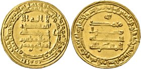 ISLAMIC, 'Abbasid Caliphate. Al-Muqtadir, second reign, AH 296-317 / AD 908-929. Dinar (Gold, 22 mm, 4.25 g, 12 h), citing the caliph al-Muqtadir and ...