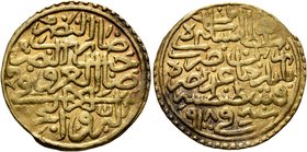 ISLAMIC, Ottoman Empire. Salim I Yavuz ('the Grim'), AH 918-926 / AD 1512-1520. Sultani (Gold, 21 mm, 3.50 g, 3 h), Qustantiniya, AH 918 = AD 1512. Pe...